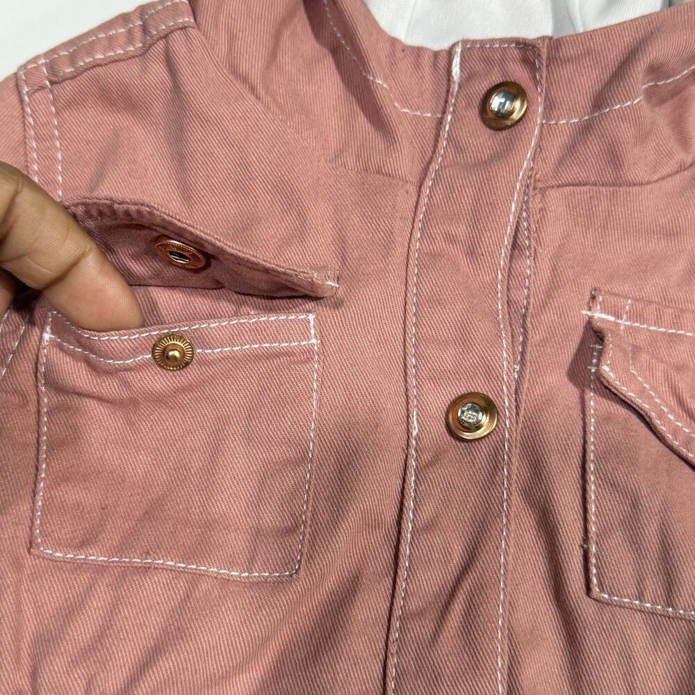 Tahari Pink Cotton Kids Girls Jacket Coat Hood Size 24 Months rhinestone buttons - Picture 16 of 16
